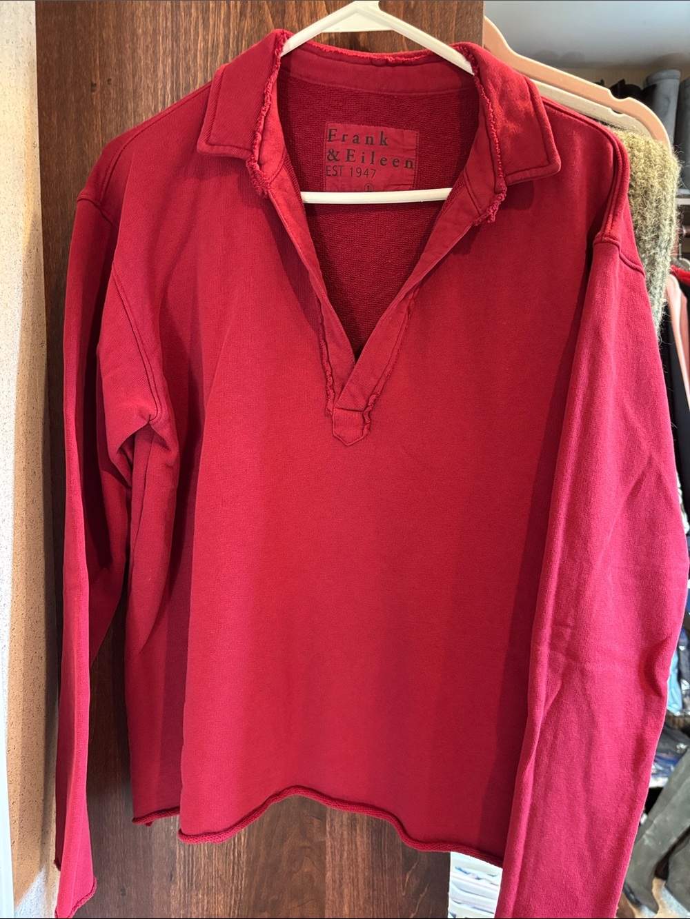 Frank & Eileen Kids Red V-Placket Polo Sweatshirt